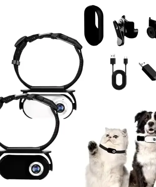 Pet Collar Camera Outdoor No WiFi Needed Cat Collar Camera Angle Lens Tracker Camera Dog Mini Wide 170 Action Video Recordi T4A0